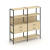 Shelf System Двухсекционный стеллаж четырехярусный с ящиками SN.STM-422 Акация Лорка/Металл Антрацит