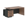 Стол руководителя с тумбой VRCT 1890(L) Американский орех/Черный матовый/Яшма черный 1800х900х750 VE