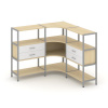 Shelf System Трехсекционный угловой стеллаж трехярусный с ящиками SN.STMU-331 Акация Лорка/Белый/Мет