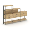Shelf System Трехсекционный стеллаж четырех/трех/двухярусный с ящиками SN.STM-431 Тиквуд Светлый/Мет
