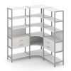 Shelf System Трехсекционный угловой стеллаж пятиярусный с ящиками SN.STMU-531 Белый/Дуб Наварра/Мета