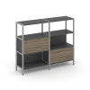 Shelf System Двухсекционный стеллаж трехярусный с ящиками SN.STM-323 Антрацит/Вяз Благородный/Металл