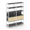 Shelf System Двухсекционный стеллаж пятиярусный с ящиками SN.STM-522 Антрацит/Акация Лорка/Металл Бе