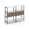 Shelf System Двухсекционный стеллаж трехярусный с ящиками SN.STM-322 Белый/Вяз Благородный/Металл Ан