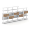 Shelf System Пятисекционный стеллаж пятиярусный с ящиками SN.STM-551 Белый/Дуб Табак/Металл Белый 39