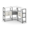 Shelf System Трехсекционный угловой стеллаж трехярусный с ящиками SN.STMU-331 Белый/Дуб Наварра/Мета