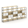 Shelf System Пятисекционный стеллаж пятиярусный с ящиками SN.STM-551 Акация Лорка/Белый/Металл Антра