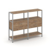 Shelf System Двухсекционный стеллаж трехярусный с ящиками SN.STM-322 Дуб Табак/Металл Серый 1590*400