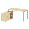 Metal System Рабочая станция с тумбой на П-образном м/к БП.РС-СТС-2.3 (L) Акация Лорка/Металл Серый