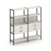 Shelf System Двухсекционный стеллаж четырехярусный с ящиками SN.STM-422 Дуб Наварра/Металл Антрацит