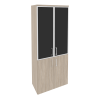 Onix Шкаф высокий широкий O.ST-1.2 R black Дуб Аттик/Cтекло Black 800*420*1977
