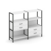 Shelf System Двухсекционный стеллаж трехярусный с ящиками SN.STM-323 Белый/Металл Антрацит 1590*400*