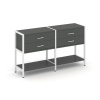 Shelf System Двухсекционный стеллаж двухярусный с ящиками SN.STM-222 Антрацит/Металл Белый 1590*400*