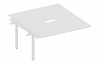 Cтол bench приставной 1400х1600х750мм (с эргономичными вырезами) AW2TPV148BLBL белый белый