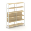Shelf System Двухсекционный стеллаж пятиярусный SN.STM-521 Акация Лорка/Металл Белый 1590*400*1980