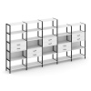 Shelf System Пятисекционный стеллаж пятиярусный с ящиками SN.STM-551 Белый/Металл Черный 3930*400*19