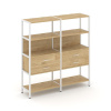 Shelf System Двухсекционный стеллаж четырехярусный с ящиками SN.STM-422 Тиквуд Светлый/Металл Белый