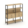 Shelf System Двухсекционный стеллаж четырехярусный с ящиками SN.STM-422 Тиквуд Светлый/Металл Черный
