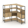 Shelf System Трехсекционный угловой стеллаж четырехярусный с ящиками SN.STMU-431 Тиквуд Светлый/Мета