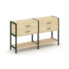 Shelf System Двухсекционный стеллаж двухярусный с ящиками SN.STM-222 Акация Лорка/Металл Черный 1590