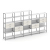 Shelf System Пятисекционный стеллаж пятиярусный с ящиками SN.STM-551 Белый/Дуб Наварра/Металл Серый