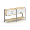 Shelf System Двухсекционный стеллаж двухярусный с ящиками SN.STM-222 Акация Лорка/Белый/Металл Серый