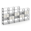 Shelf System Пятисекционный стеллаж пятиярусный с ящиками SN.STM-551 Белый/Дуб Наварра/Металл Черный