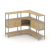 Shelf System Трехсекционный угловой стеллаж трехярусный с ящиками SN.STMU-331 Тиквуд Светлый/Металл